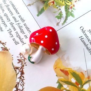 🍏50% OFF/3+...Enamel Red Mushroom Brooch